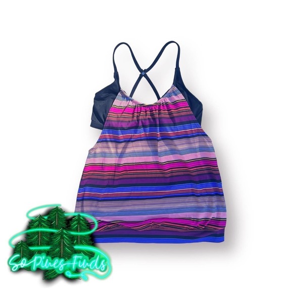 ATHLETA Stripe Tank Tankini Size 34 B 34 C - Picture 2 of 11